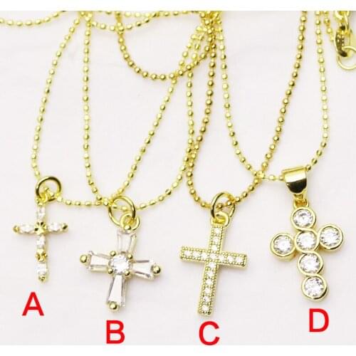 10 Strand Zirconia Cross shape charms necklace jewelry accessories Slim chain necklace for women New design 8226