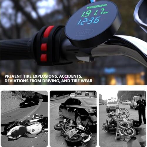 LCD Digital Display TPMS Alarm Motorcycle Tire Pressure Monitor Wireless High-precision Electric Detector With External Sensors