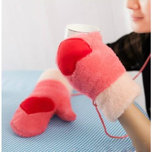 Carton Red Love Colorful Plush Boys Girls Gloves Winter Thick Cotton Women Men Kids Warm Gloves