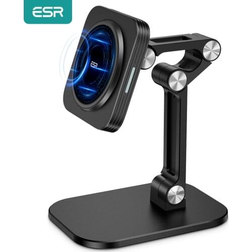 ESR Magnetic for iPhone 12 Pro Max Wireless Charger & Phone Holder 2 in 1 Qi 7.5W Fast Charging Mount Adjustable Desktop Holder