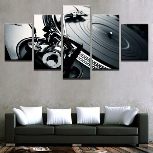 Canvas Pictures Home Wall Art Framework Decor 5 Piece Music DJ Console Instrument Painting Night Club Of Mural Bar Prints Poster