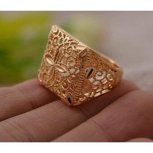 Ethiopian Gold Ring 24k Gold Color Exquisite Ring Jewelry India/Ethiopian/African/Nigerian/Israel for Women Girls Gifts