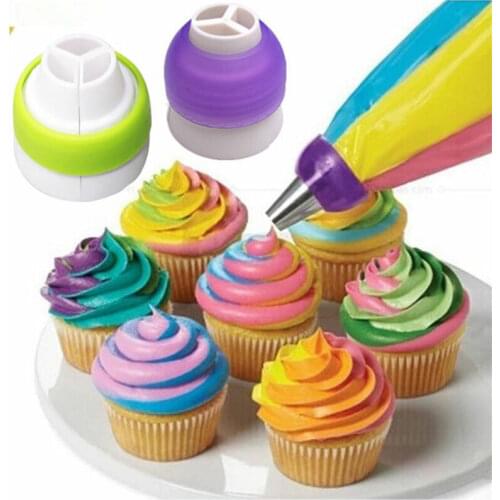 1Pc Icing Piping Bag Nozzle Converter double-color Cream Coupler Pastry Nozzles Adaptor DIY Cup Cake Baking Decorating Tips Set