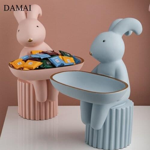 Creative Rabbit Decorative Food Trays Nordic Modern Resin Fruit Snacks Plates Jewelry Cosmetic Display Storage Tray Home Decor