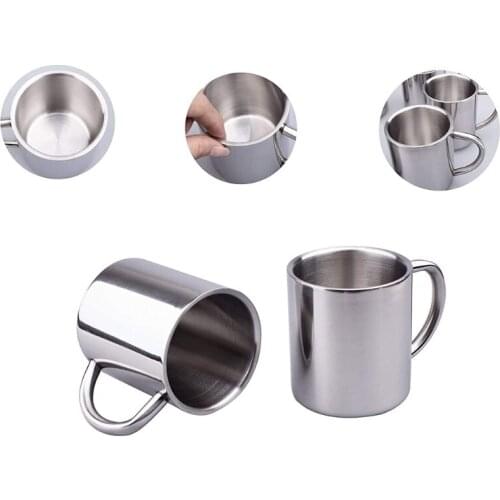 Kitchen Stainless Steel Coffee Mug Easy Grip With Lid Bar Double Wall Drinking Milk Office Large Capacity Thermal Insula