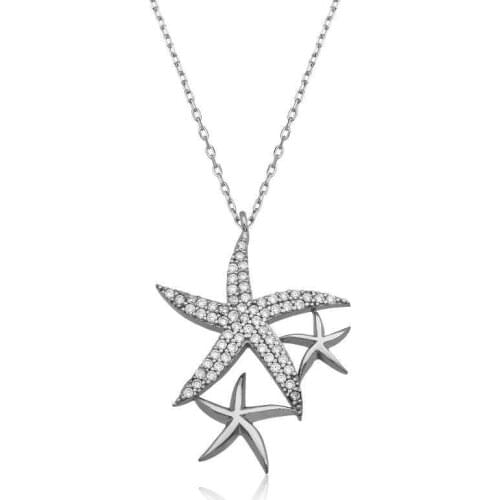 KUTAYDAN 925 Sterling Silver White Starfish Lady Necklace