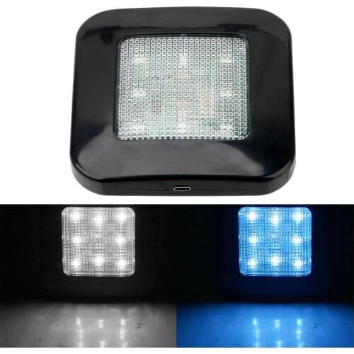 Magnet Car Roof Ceiling Lamp White and Blue Double Color Lighting Touch Control Universal Car Ceiling Reading Light
