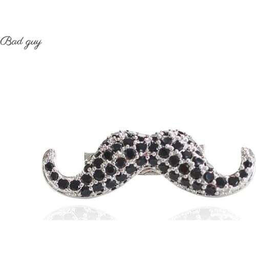 Cute mustache Brooch For Womens Black White Zicon Pin Jewelry Party Office Clothes Scarf Buckle Garment Accessories Brooch Gift