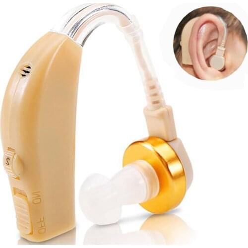 Mini Hearing Aid Rechargeable Ear Back Type Hearing Device Adjustable Sound Amplifier with Recharging Base