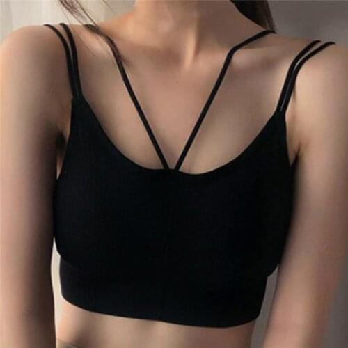Fashionable Womens Underwear Casual Strap Sleeveless Crop Top Sling Push Solid Color Sleeveless Korean Underwear