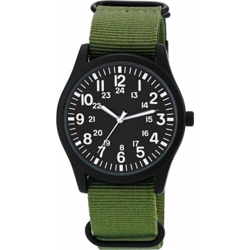Men Watch Nylon Strap Sport Outdoor Clock 24H Display Quartz Wristwatch Relogio Masculin