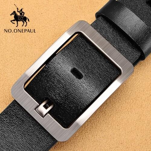 NO.ONEPAUL Men Belt Automatic Genuine Leather Luxury Black Belt Mens Belts Automatic Buckle High Quality belt cummerbunds Male