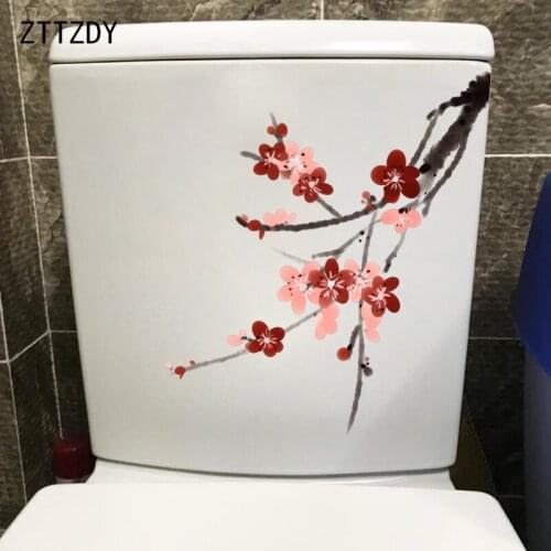 ZTTZDY 17.9*22.6CM Chinese Style Ink Painting Toilet Seat Stickers Wall Decal Home Decor T2-0386