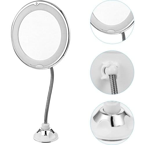 Tabletop Makeup Mirror 10X Magnifying Mirror with LED Light and Suction Cup