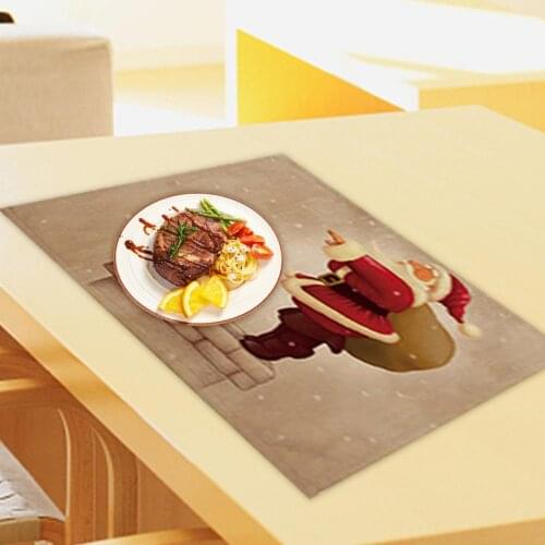 Non-slip Washable Table Mat Christmas Santa Claus Table Mat Household Universal Coaster Table Mat Christmas Decoration Table Mat