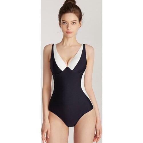 2021 Summer New Korean Fashion Swimwear Ins High Waist Sexy Solid Color Conservative One-piece Beach Womens Swimsuit