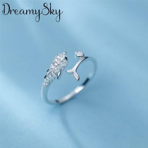 Charming Open Crystal Fish Ring for Women Vintage Boho Party Rings Gothic Punk Jewelry Gifts for Girls 2021