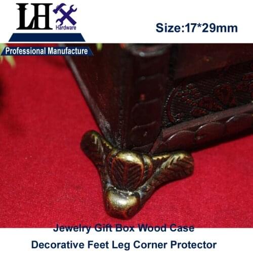P0YP93 4pcs/lot Antique Silver Golden Bronze Jewelry Gift Box Wood Case Furniture Decorative Feet Leg Corner Protector