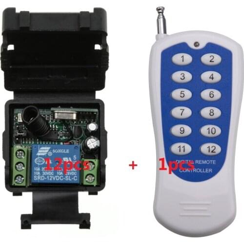 RF Wireless remote control system 20-200M 1 (controller)transmitter +12pcs receiver(switch)12V 10A 315MHZ-433MHZ Free shipping