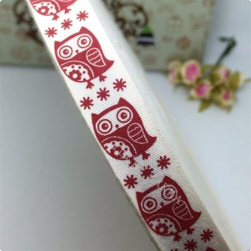 Christmas ribbon 100% cotton ribbon red owl lace 15mmx100yard