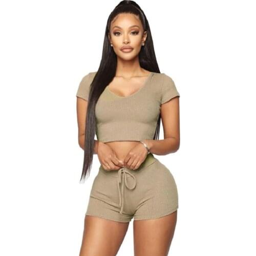 New Summer Two Piece Short Casual Tracksuit Skinny Female O-Neck Sporty Sweatsuits For Women Outfits Hoodies And Shorts