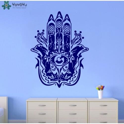 YOYOYU Wall Decal Fatima Hand Wall Stickers Vinyl Livingroom Decor Yoga Studio Mural Indian Fish Pattern Home Decor Design SY563