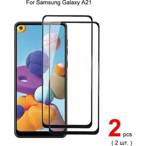 2pcs Glasses For Samsung Galaxy A21 Full Cover Screen Protector Protective Tempered Glass Guard