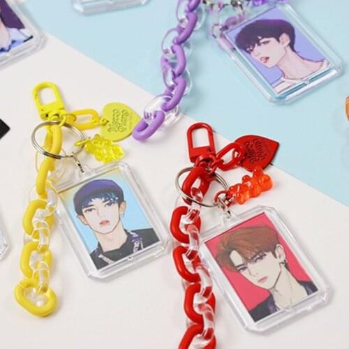 Cute Sweet Korean ID photo Protect Case Keychain Super Star Phone Protector Bag Car Keys Keyring Chain Pendant Decor Couple Gift