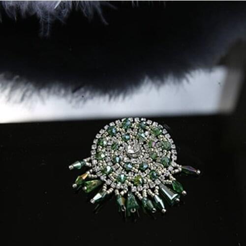 Green round drop beaded patches applique patches for clothing patch sewing accessories parches bordados embroidered patches