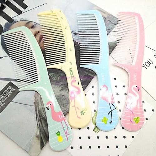 DHL 500pcs Bird Print Color Comb Hair Adult Straight Hair Plastic Head Comb Hairdressing Comb Color Brushes & Combs