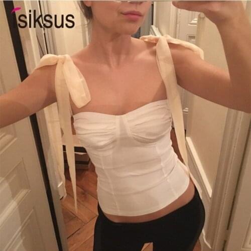 Isiksus White Bandage Tank Tops Push Up Bralet Womens Elegant Vintage Black Night Club Party Short Tops Vests For Women BS056