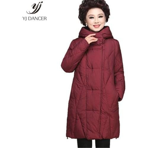 Mother Cotton Coat 2018 Autumn And Winter Fashion New Female Middle And Long Section Middle And Old Aged Hooded Jacket H0214