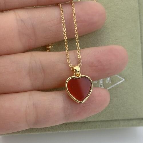 Natural Red Agate Necklaces For Women 2021 Fashion Love Heart Pendant Necklace Girl Gift Jewelry