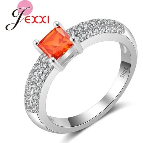 Hot Sale Crystal Wedding Ring Girl Femal Engagement Party Accessory 925 Sterling Silver Rings For Women Gift