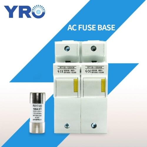 AC 1Sets 2P Fuse Base 690V With 22x58MM Fast Blow Ceramic Fuse Core 63A 80A 100A 125A RO17