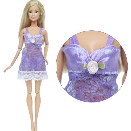 1 Set Purple Sexy Pajamas 3 In 1 Clothing Underwear Bra Lingerie Dress Lace Homewear Accessories Clothes for Barbie Doll Toys
