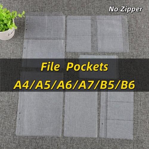 10pcs A4/A5/A6/A7/B5/B6 Transparent Envelope Binder Pocket Refill Organization Stationery School Office Supply File Folder