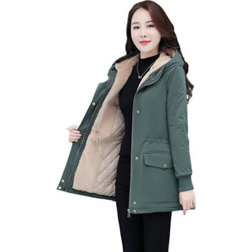 2021 Winter Jackets Womens Parkas Slim Hooded Warm Mid-Long Winter Coats Female Plus Size Cotton Padded Jacket Overcoats 3XL