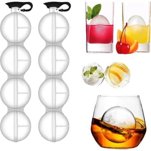 4 Cavity Sphere Whiskey Ice Cream Ball Mould Round Jelly Icecube Maker Molds DIY Cocktai Hockey Make Tools for Home Bar Party