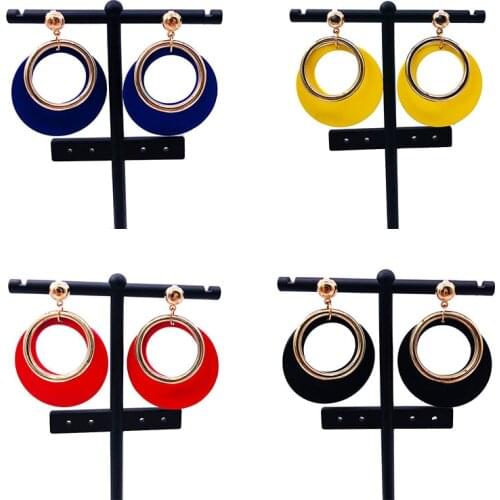 Free shipping!!2021 Newest Gold Ring With Colorful Wooden Earrings can mixed colors