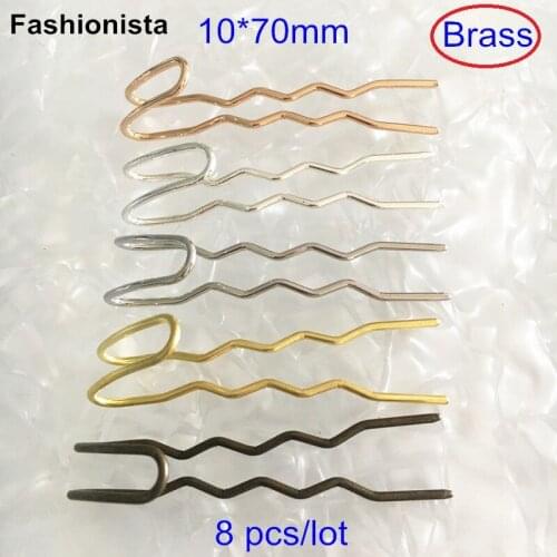 Free Shipping - 8 pcs of 10*70mm Hairpin Claw,Brass Hairpin For DIY Headwear,Brass Casting Crafted Hair Combs,2mm wire diameter