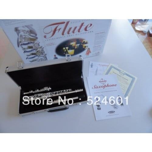 Free Shipping Suzuki 17 Hole Openings C Tune Flute Cupronickel Tube Silver Plated Plus The E Key Flute With Case For Students