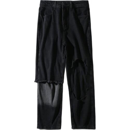 Hip Hop Straight Pants Mens Streetwear Patchwork Gradient Jeans Pants 2020 Vintage Harajuku Oversize Loose Joggers Men Trousers