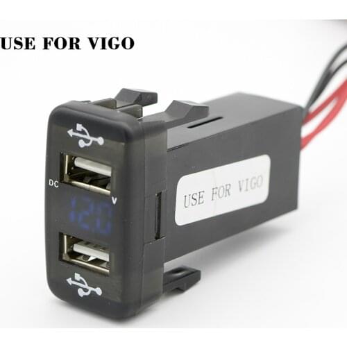 For Toyota Vigo Charger Voltmeter Display Dual USB Adapter Interface Socket Port Voltmeter Auto 2 USB Car Socket Phone Charging