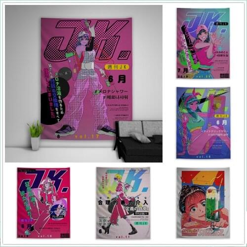 Hogar Japanese Anime Magazine Girls Tapestry Kawaii Room Decor Hippie Home Decor Decoration Mural Cute Room Decor Tapiz Gobelin