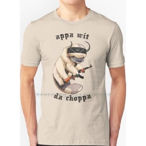 Appa With A Choppa T Shirt 100% Pure Cotton Aang Katara Sokka Toph Zuko Atla The Last Airbender Momo Flying Bison Iroh Earth