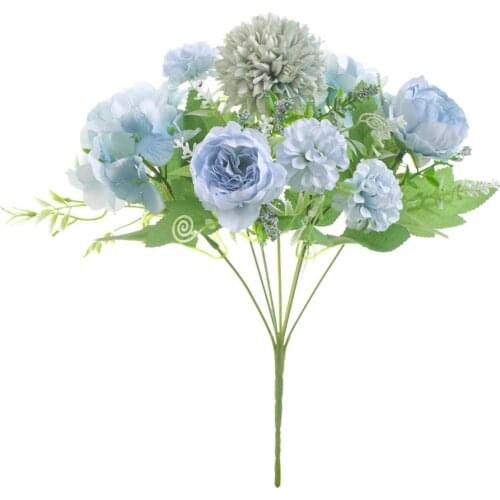 4x 7 Head Artificial Fake Peony Hand Flower Bouquet For Garden