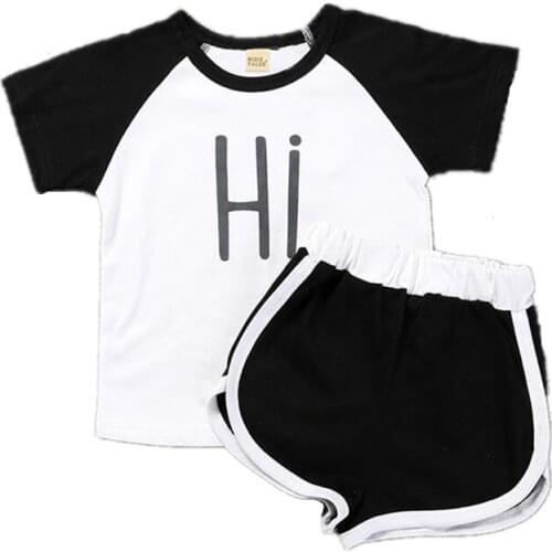 2017 Summer Unisex Baby Clothing Set Cotton Children Boys Tracksuits Babies Short Sleeve Tops+Shorts 2pcs Set Kids Girls Clothes