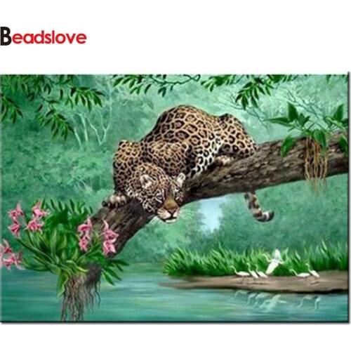 Leopard 5d diy Diamond Painting Kits full drill Animal diamond Embroidery home Decorations Mosaic needlework Handmade Gift