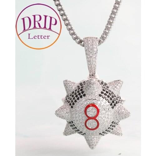 Football 8 Pendant for Men Real Gold Plated Hip Hop Jewelry